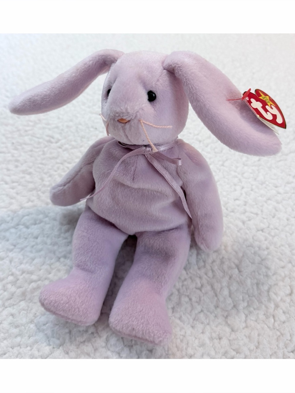 TY • Vintage Floppity Lavender Bunny Rabbit 1996 Beanie Baby Plush, OS